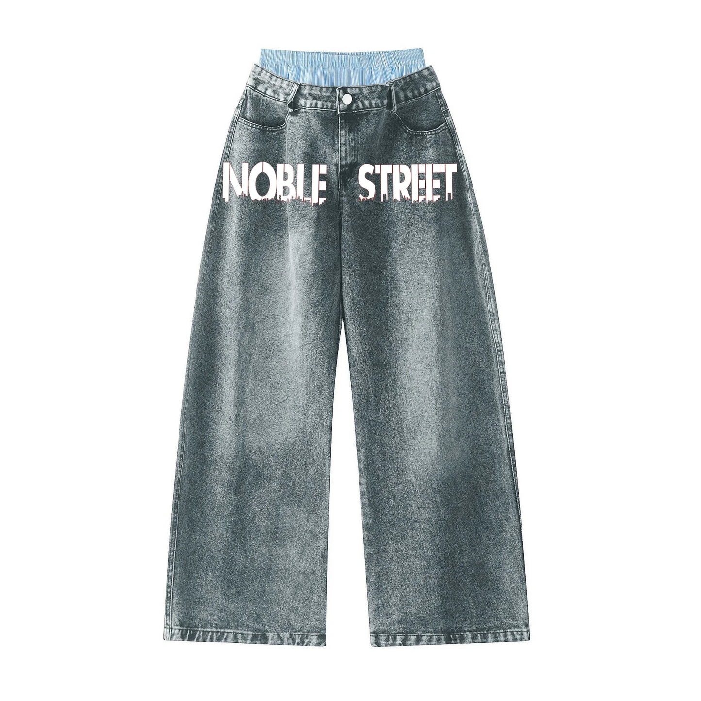 Double Waist Wide Leg Hip-Hop Jeans (Unisex)