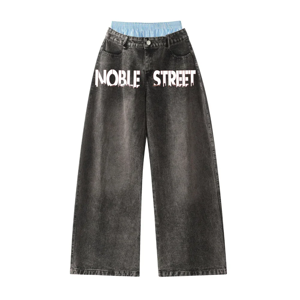 Double Waist Wide Leg Hip-Hop Jeans (Unisex)