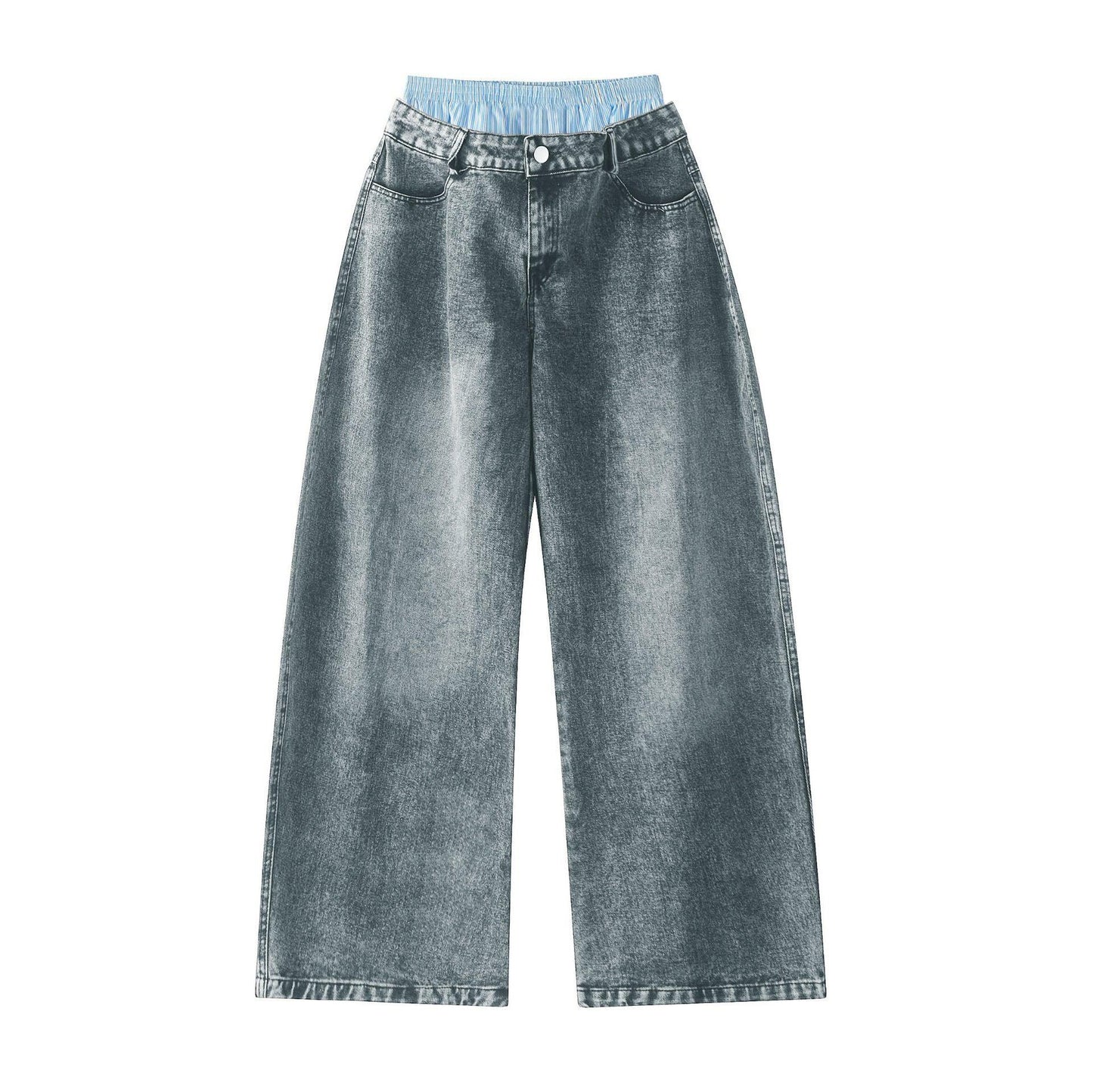 Double Waist Wide Leg Hip-Hop Jeans (Unisex)