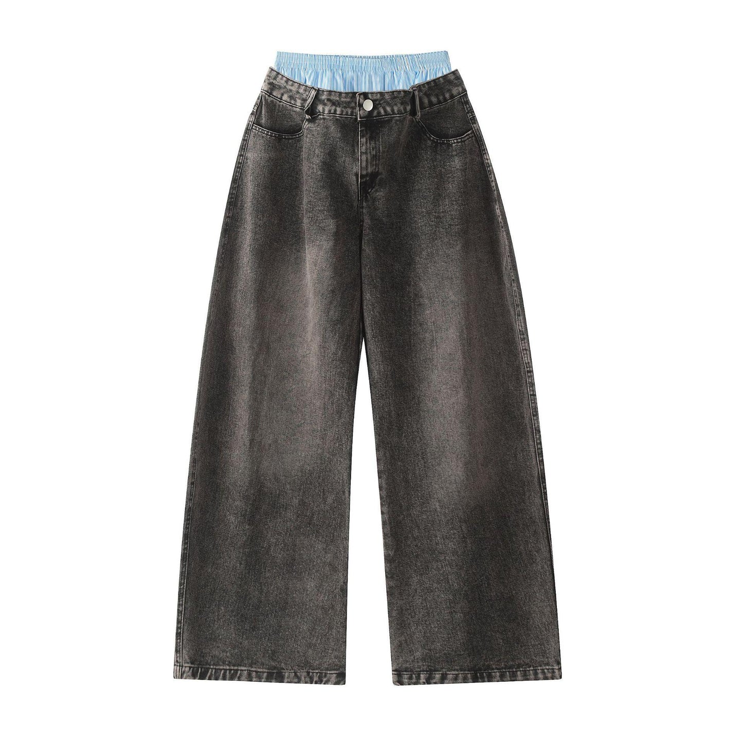 Double Waist Wide Leg Hip-Hop Jeans (Unisex)