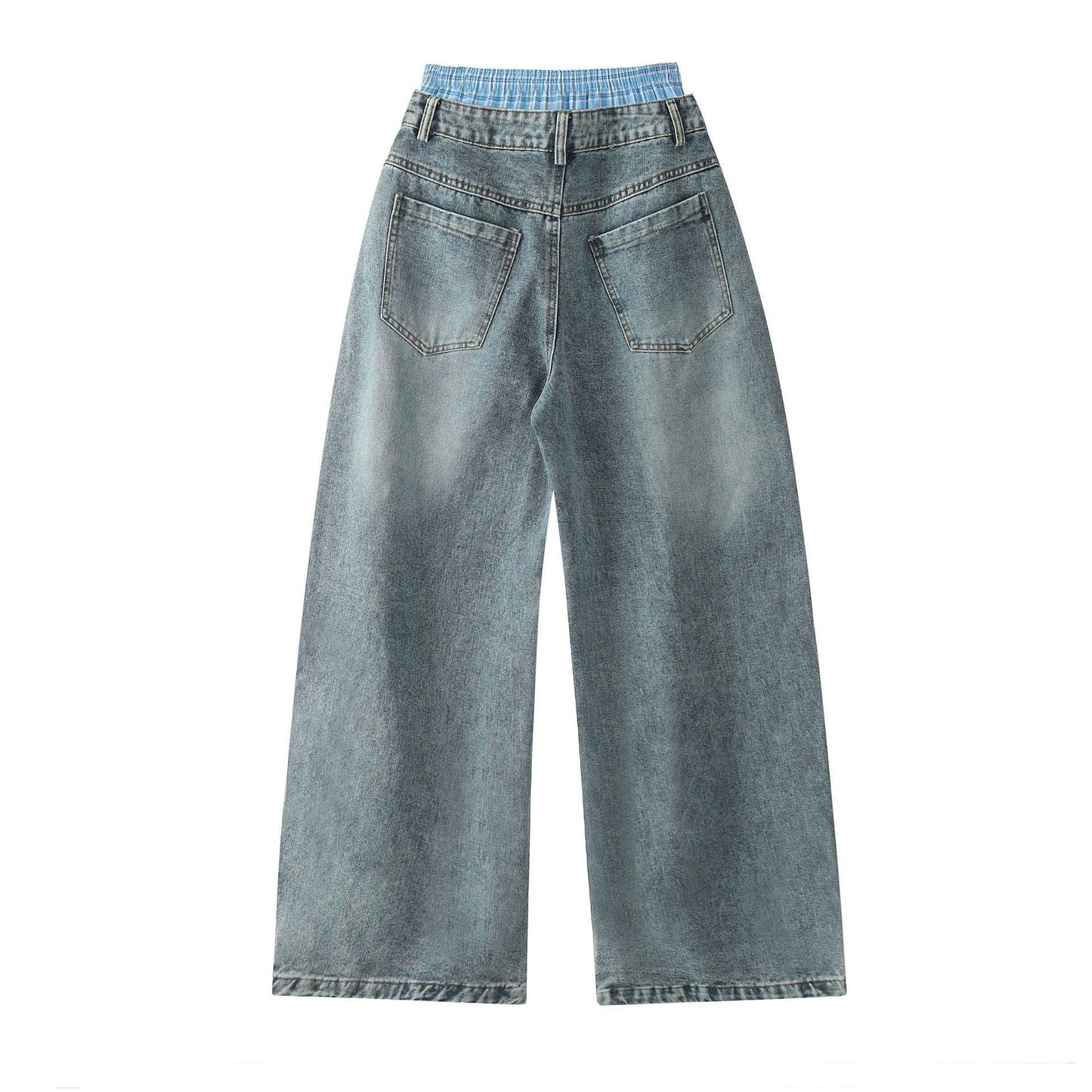 Double Waist Wide Leg Hip-Hop Jeans (Unisex)