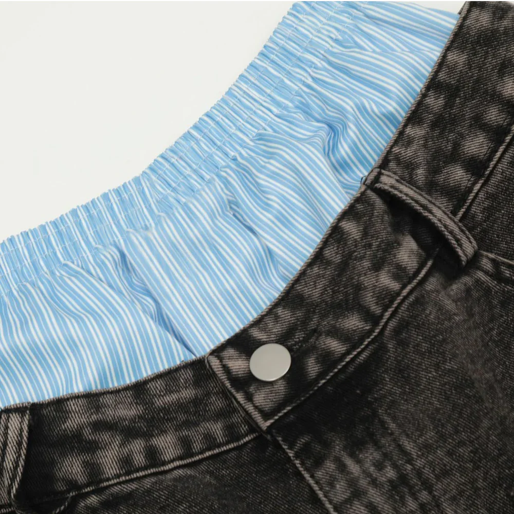 Double Waist Wide Leg Hip-Hop Jeans (Unisex)