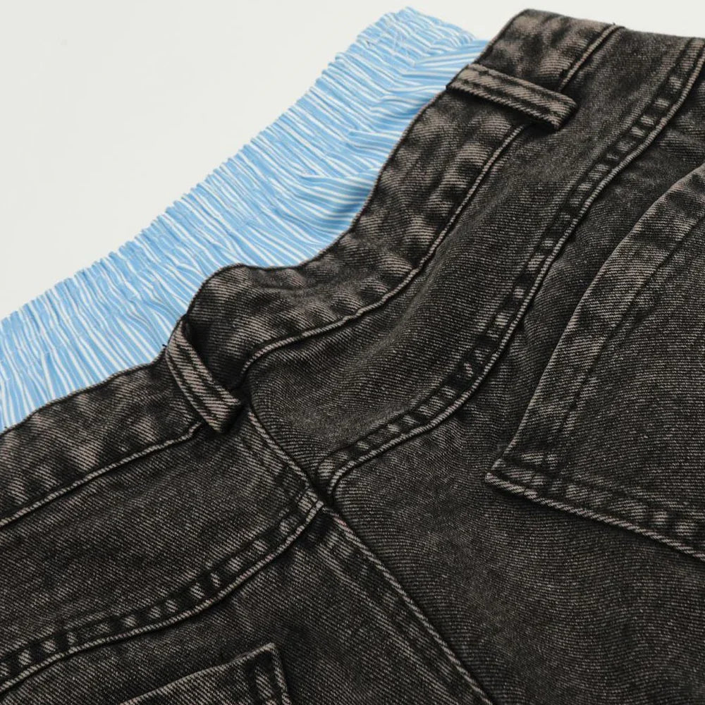 Double Waist Wide Leg Hip-Hop Jeans (Unisex)