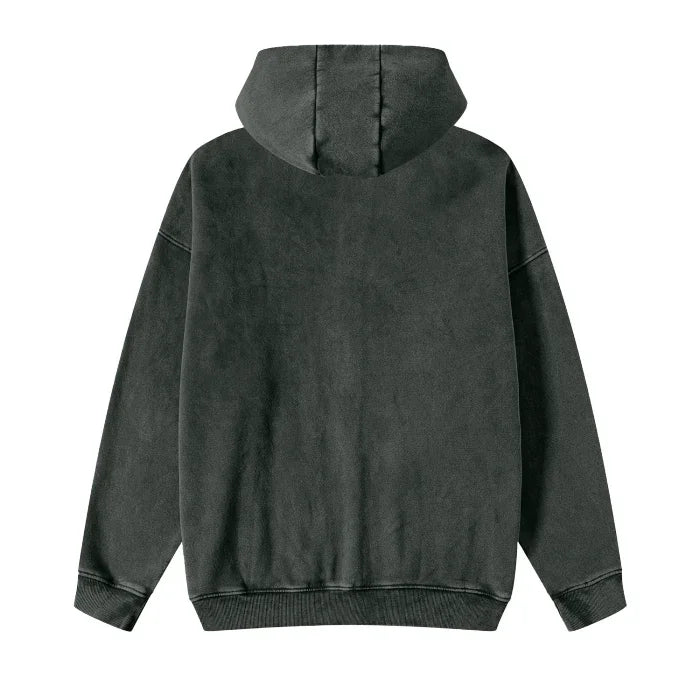 Zero Collection Acid Washed Zip Fleece Hoodie Jacket - 360 GMS