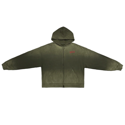Distressed Dystopian Zip Hoodie (Unisex, 420GSM)