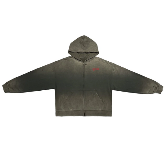 Distressed Dystopian Zip Hoodie (Unisex, 420GSM)