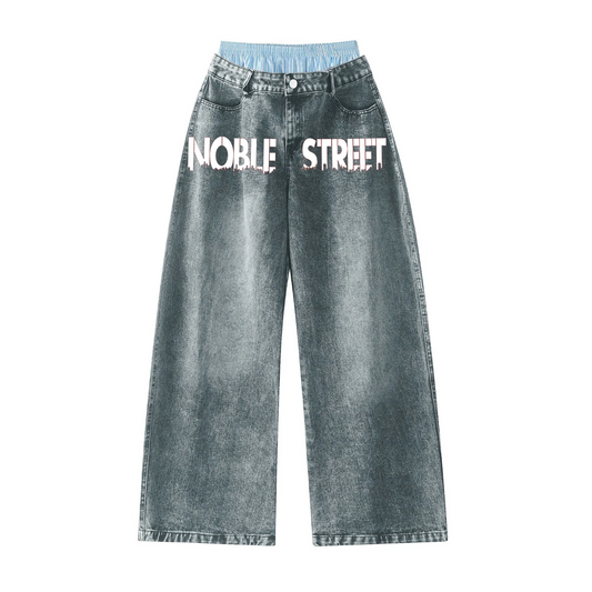 Double Waist Wide Leg Hip-Hop Jeans (Unisex)