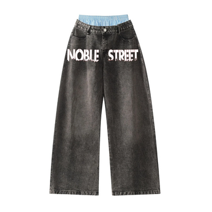 Double Waist Wide Leg Hip-Hop Jeans (Unisex)