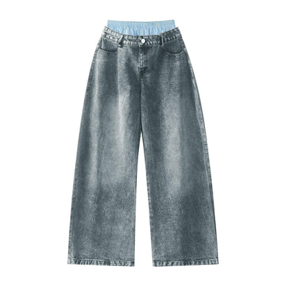 Double Waist Wide Leg Hip-Hop Jeans (Unisex)