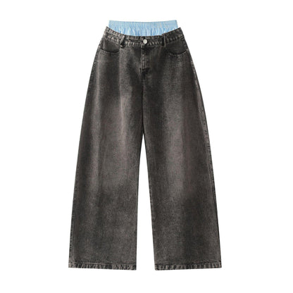 Double Waist Wide Leg Hip-Hop Jeans (Unisex)