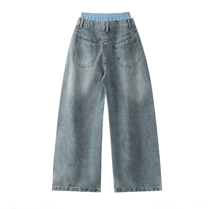 Double Waist Wide Leg Hip-Hop Jeans (Unisex)