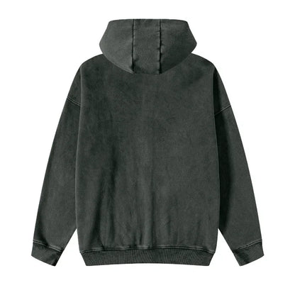 Zero Collection Acid Washed Zip Fleece  Hoodie Jacket - 360 GMS
